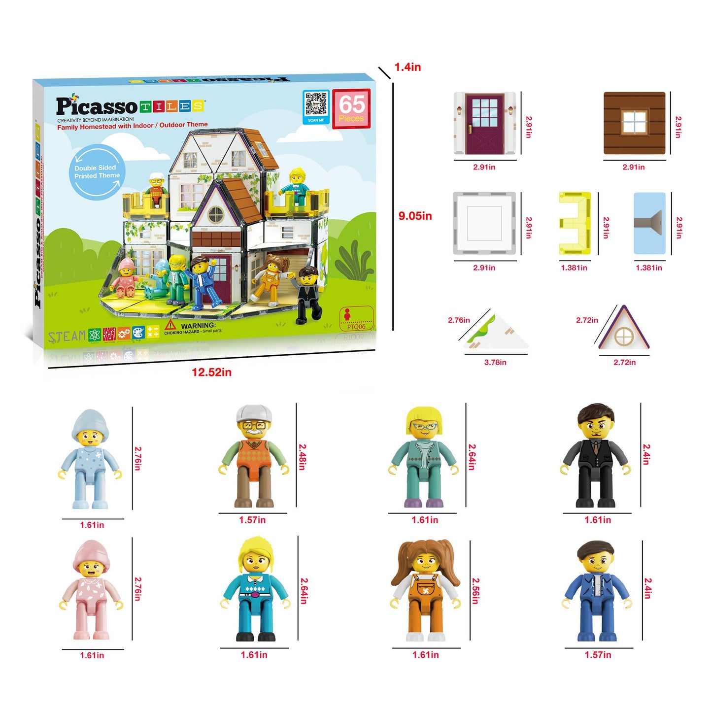 Family Homestead Doll House Double Sided Magnet Tile Playset