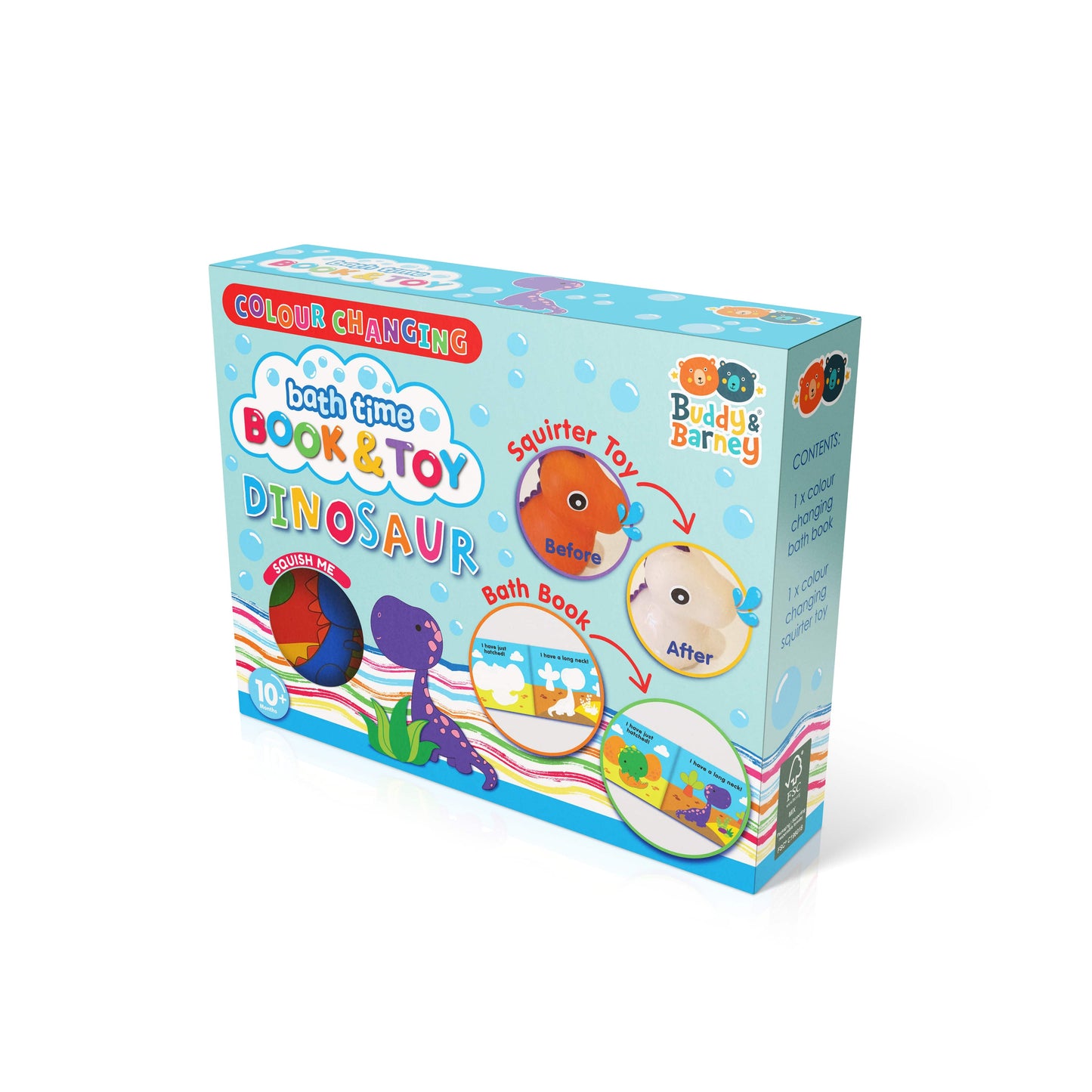 Color Changing Bath Time Book and Toy Set - Dinosaur