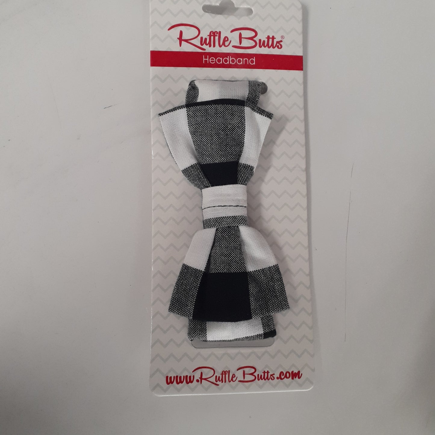 Black and White Plaid Bow Headband