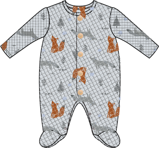Boy’s Quilted Footie- Fox- Woods