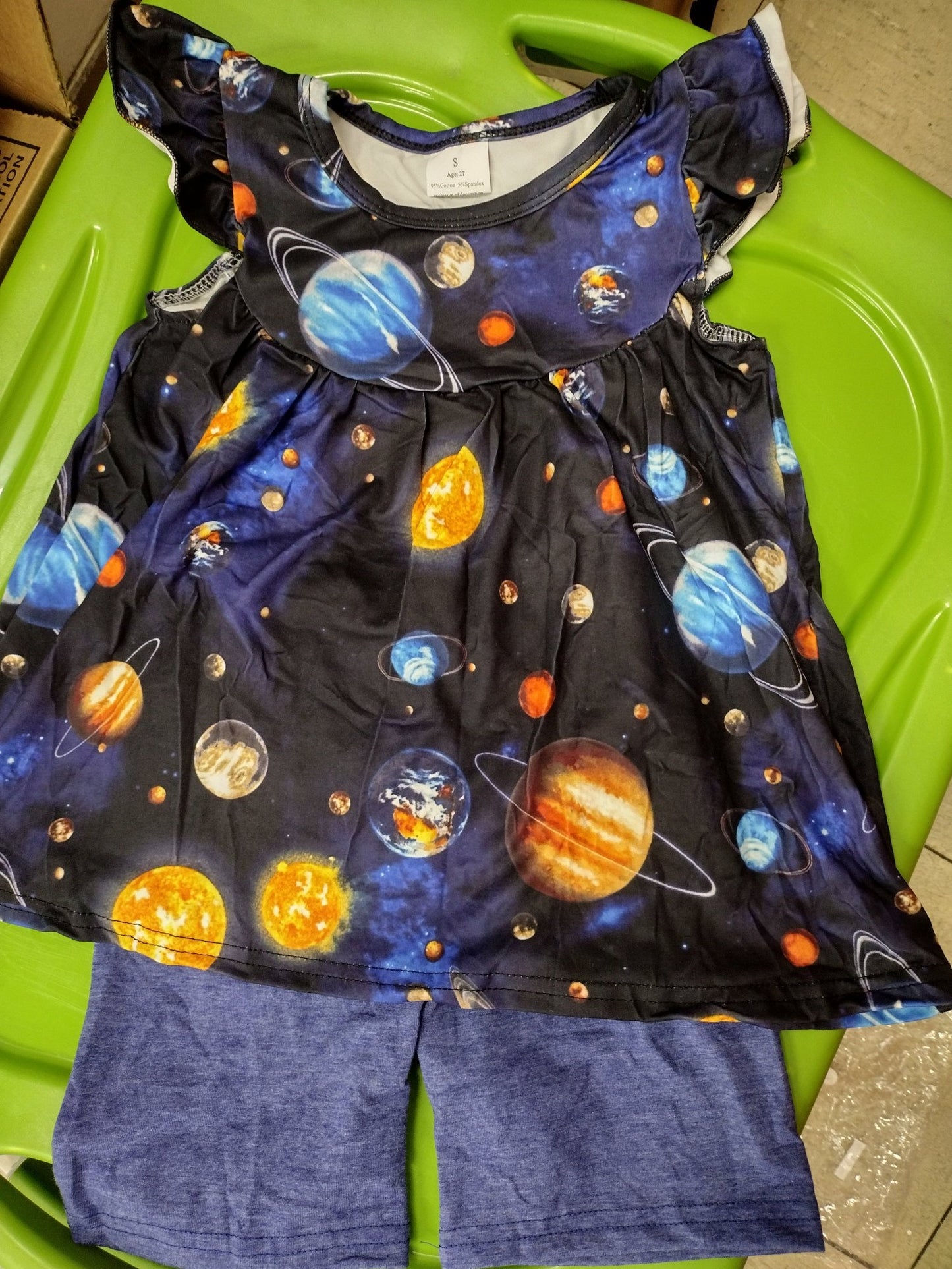 Flutter Sleeve Planets Short Outfit