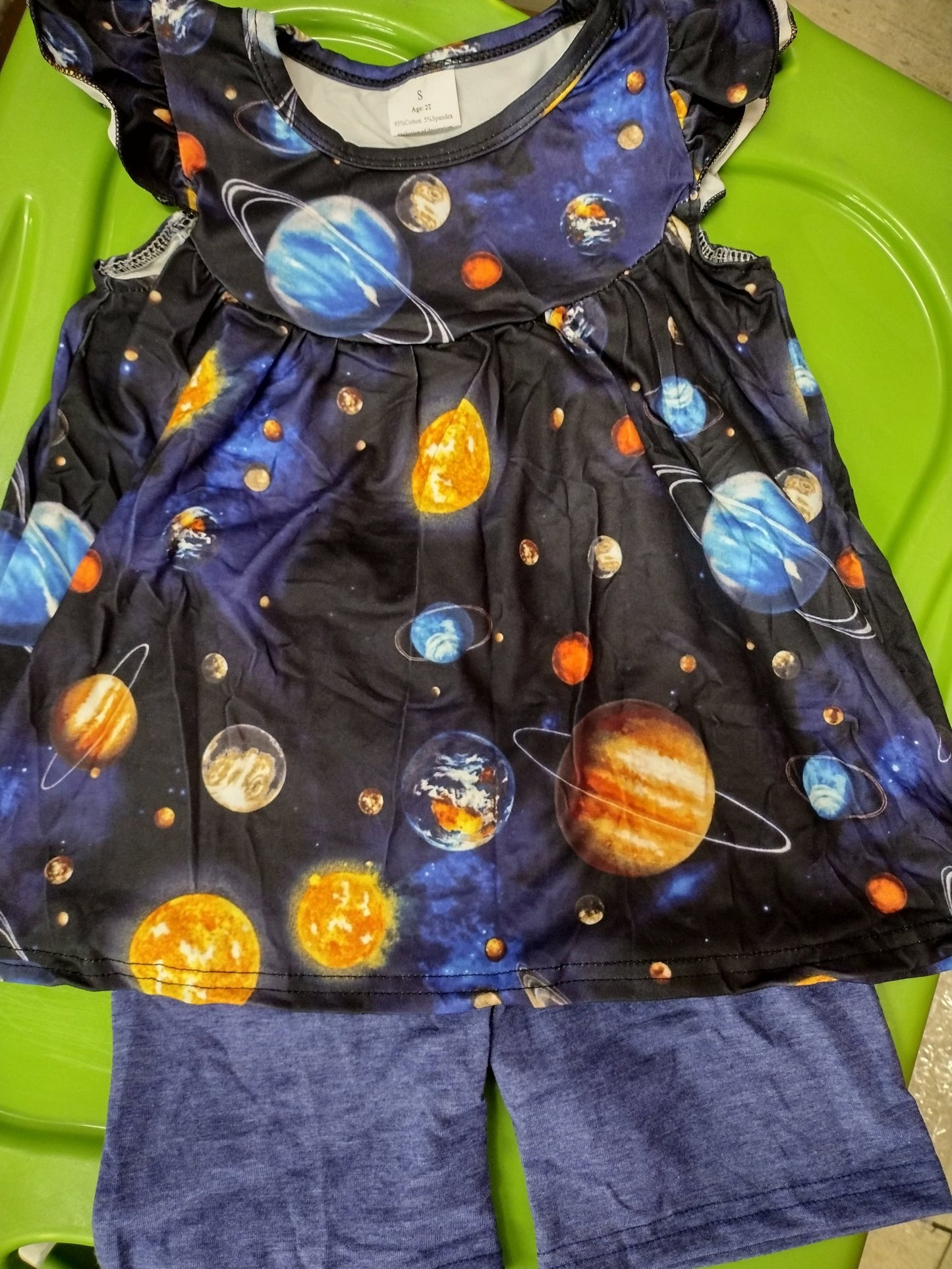 Flutter Sleeve Planets Short Outfit