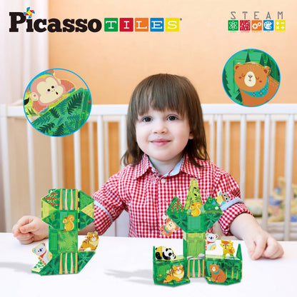 8pc Magnet Tile Building Blocks Forest Animal Action Figures