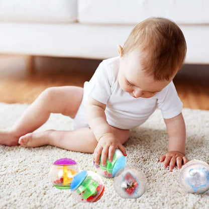 Playkidz Super Durable 5 Pack Rolling and Rattling Sensory Balls, Textured Balls with Visible & Bright Interiors for Babies & Toddlers - Stress Relief Toy for Kids & Sensory Balls for Toddlers
