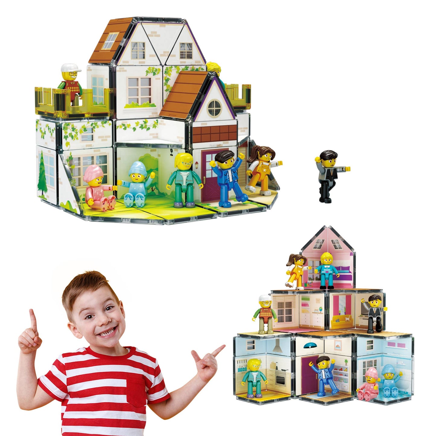 Family Homestead Doll House Double Sided Magnet Tile Playset
