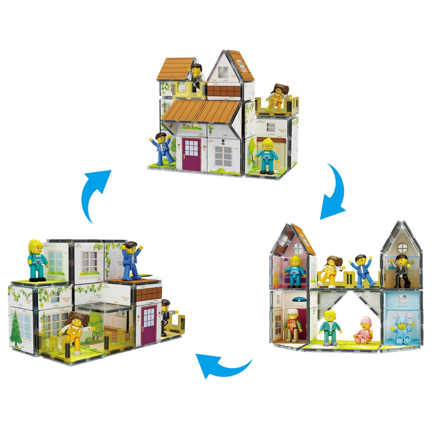 Family Homestead Doll House Double Sided Magnet Tile Playset