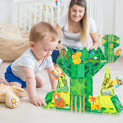 Magnet Tile Building Blocks Forest Animal Theme Toy Set