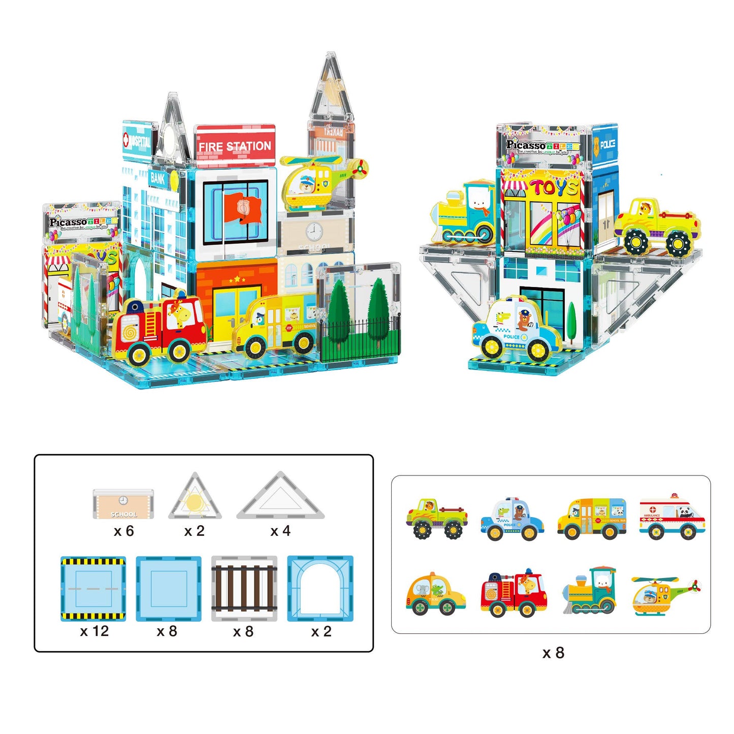 Magnetic Tiles Building Construction Blocks Metro City Town