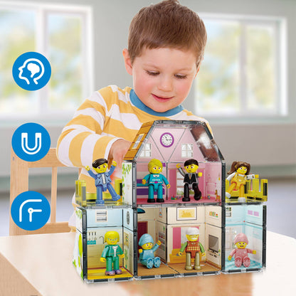 Family Homestead Doll House Double Sided Magnet Tile Playset
