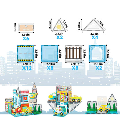 Magnetic Tiles Building Construction Blocks Metro City Town