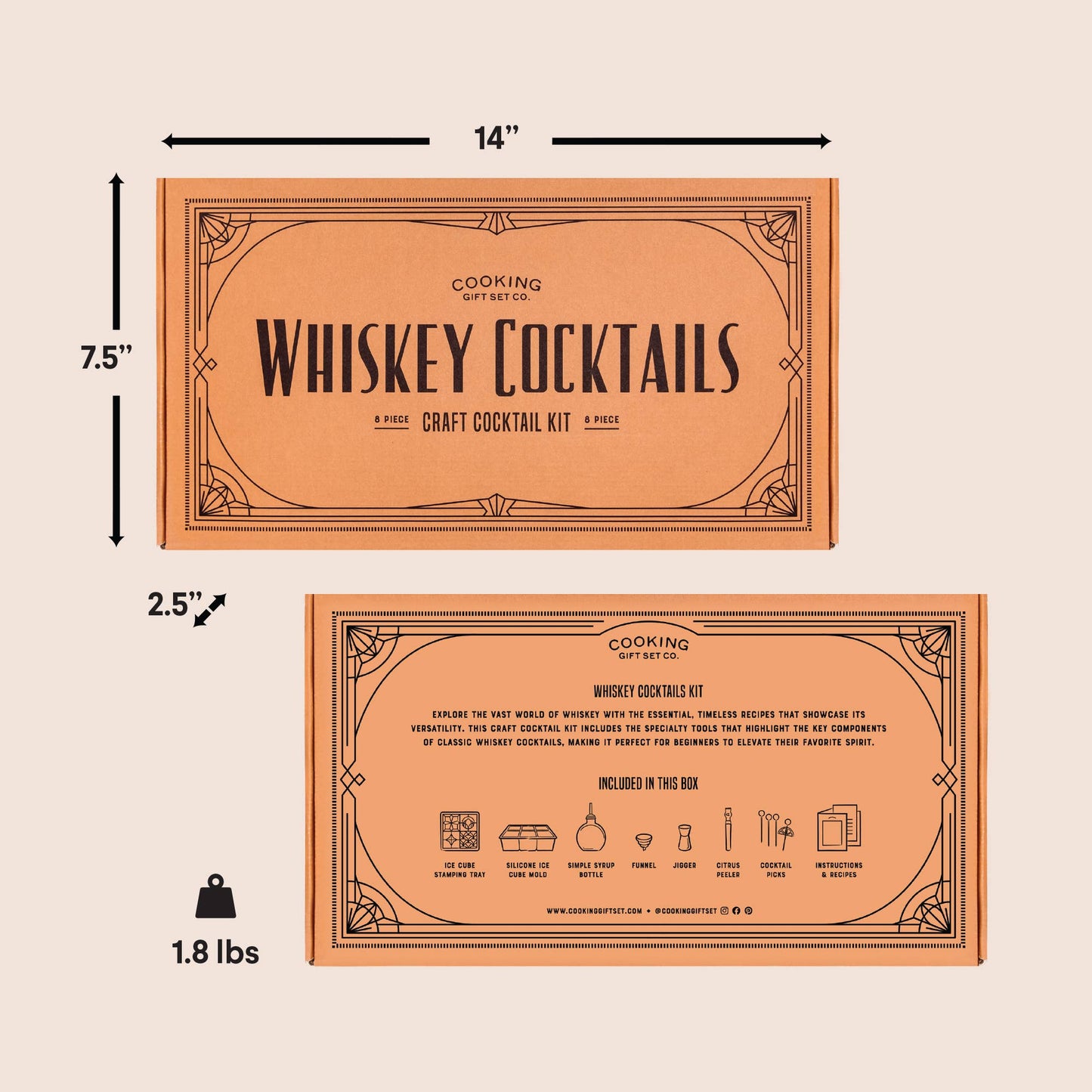 Whiskey Cocktail Kit Gift for Men Alcohol Cocktail Recipe