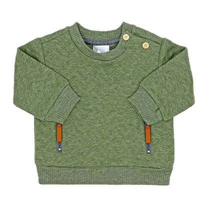 Boys 2 Piece Quilted Jogger Set: Green