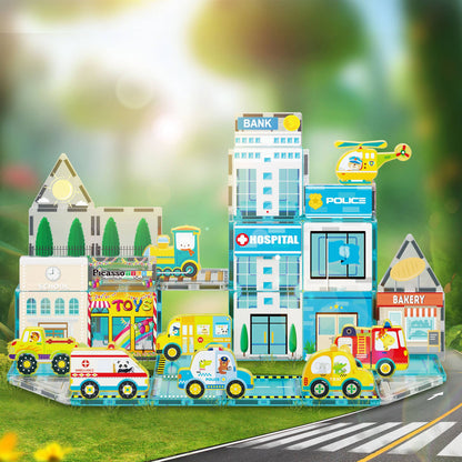 Magnetic Tiles Building Construction Blocks Metro City Town