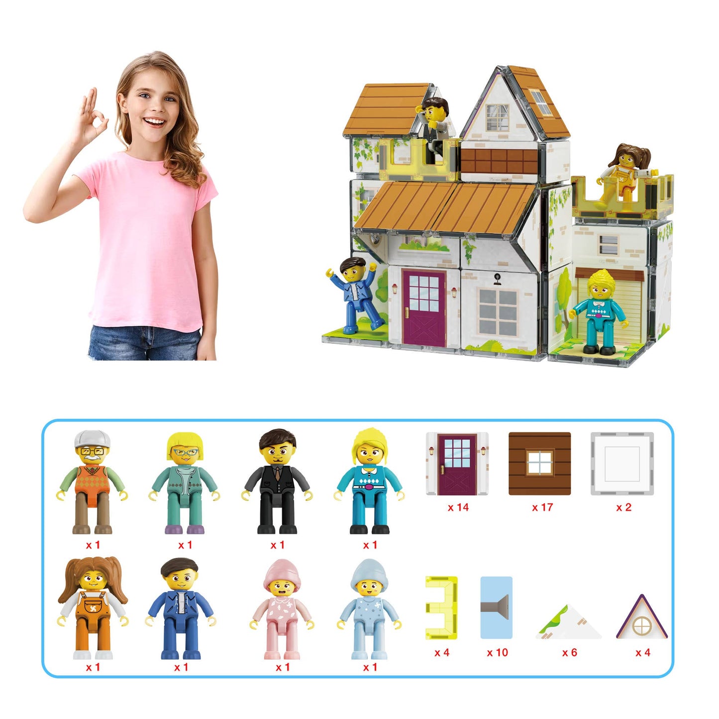 Family Homestead Doll House Double Sided Magnet Tile Playset