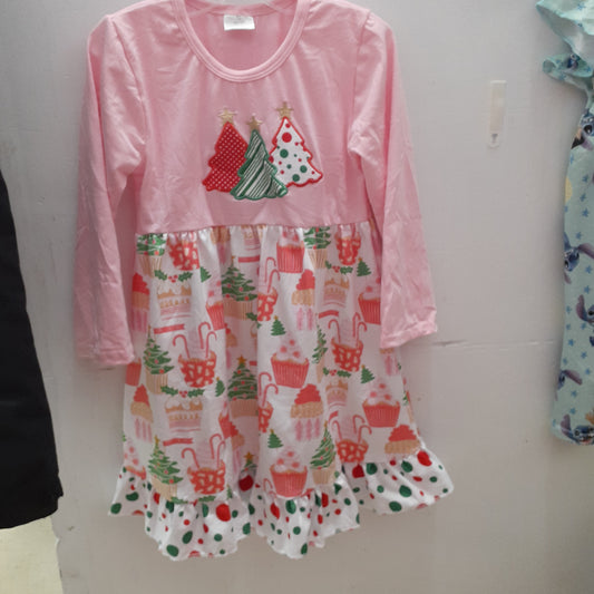 Pink Christmas Tree Cupcake Dress