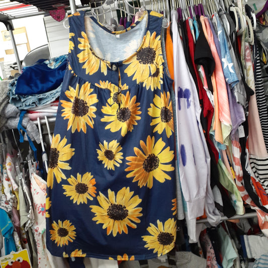 Navy sunflower tank