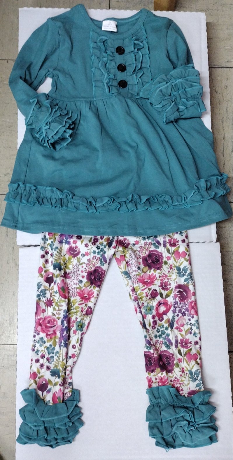 Teal floral ruffle