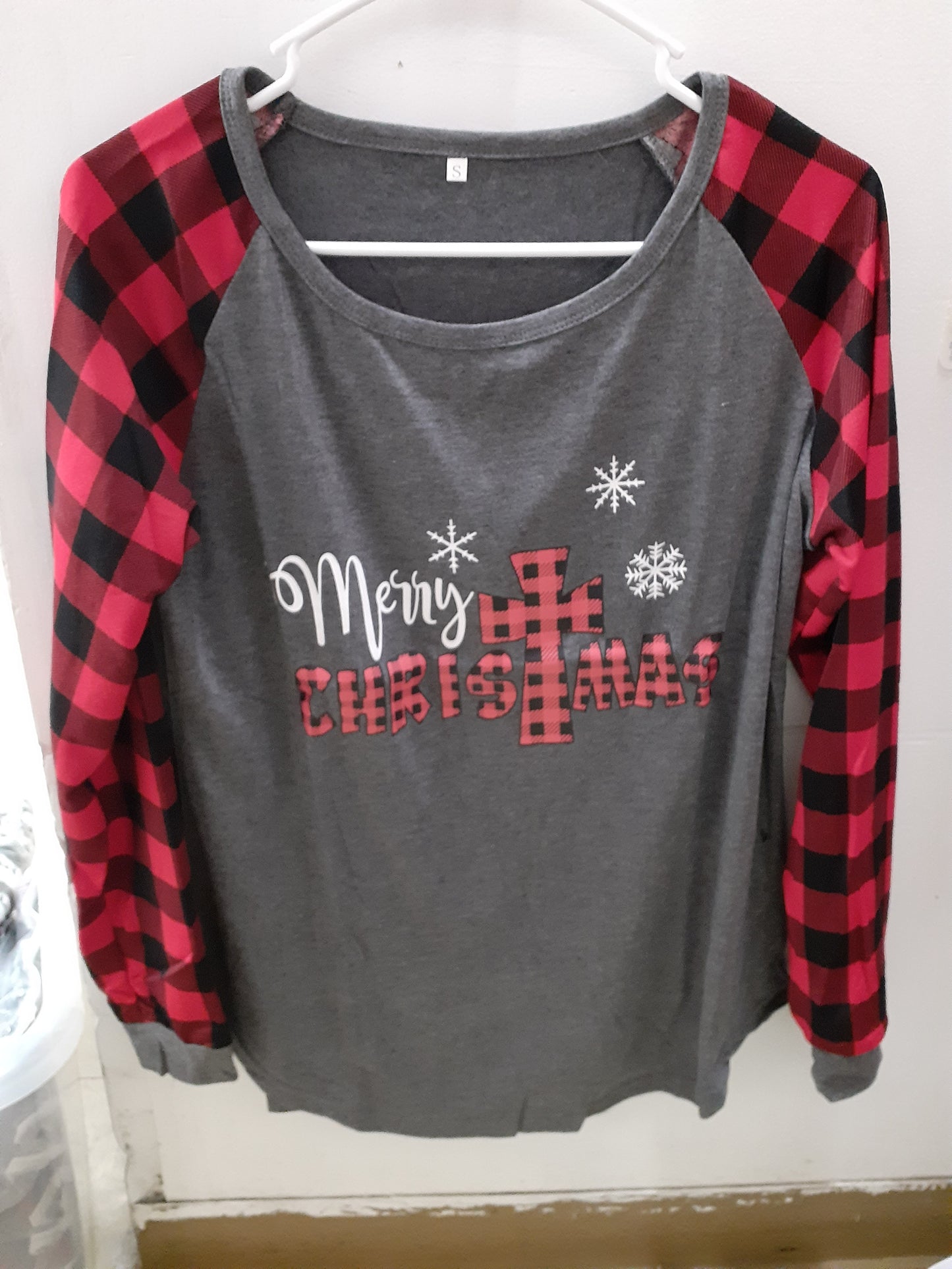 Ladies Christmas Cross LS Top