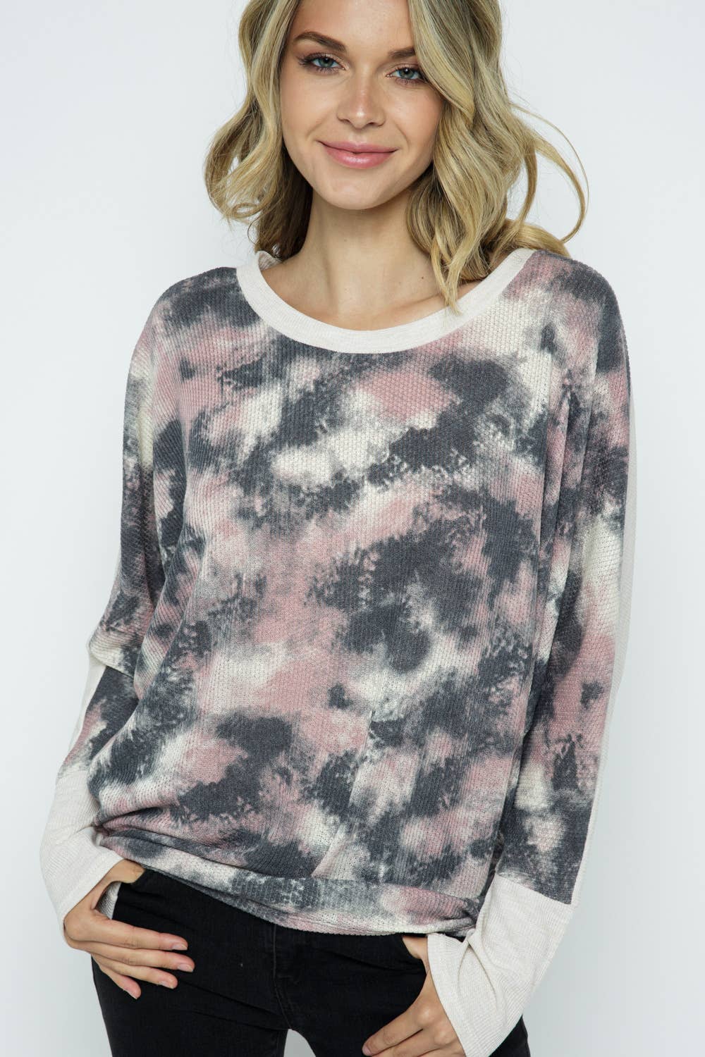 TIE DYE COLOR BLOCK SOLID CONTRAST SLEEVES