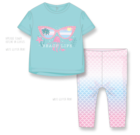 Girl’s Legging Sets: Beach Life