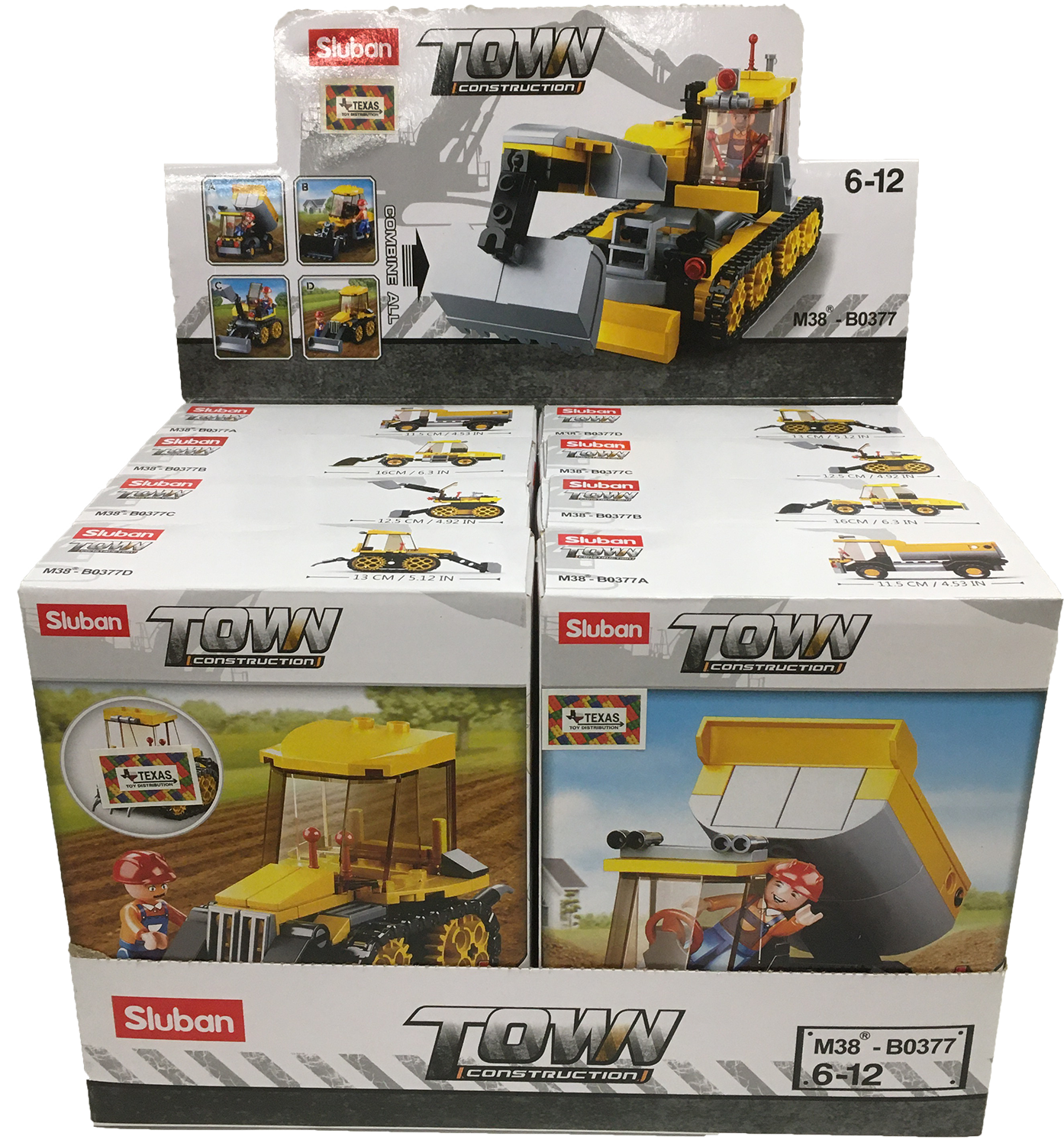 4-in-1 Construction Display Set, Building Bricks x2 of each