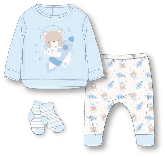 Boys 3 Quilted Set: Space Bear