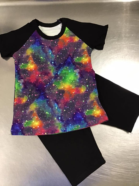 Galaxy Print Short Outfit