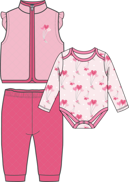 3 Piece Vest Set: Hearts