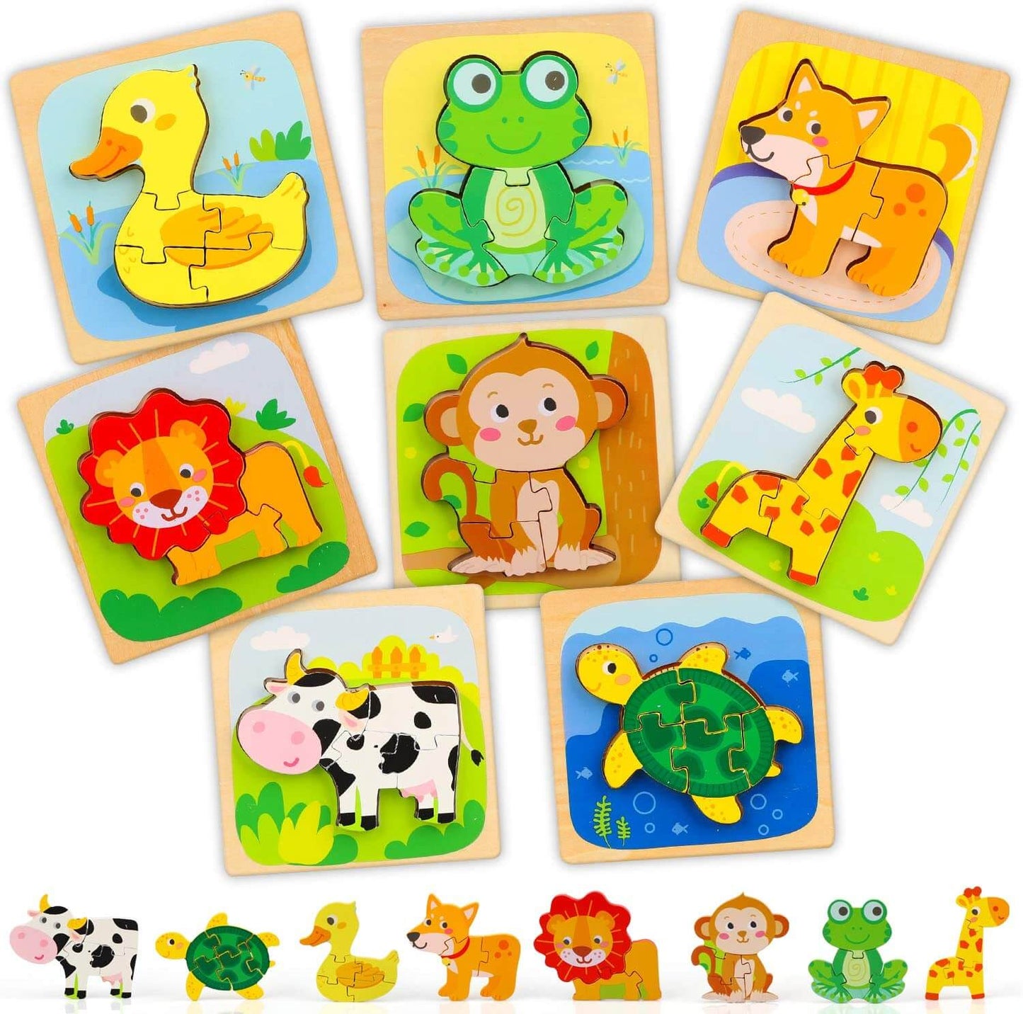8 Pack Wooden Puzzles