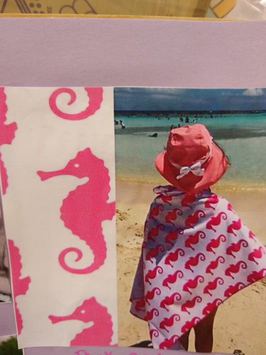 Hooded UPF 50+ Sunscreen Towel  Seahorse
