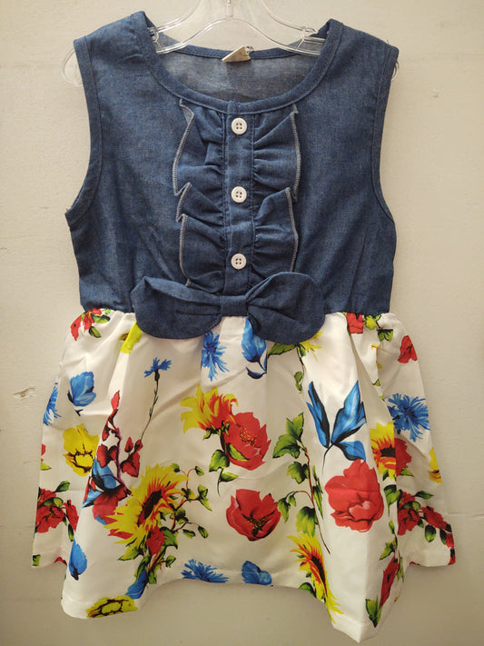 Denim Floral Bow Dress