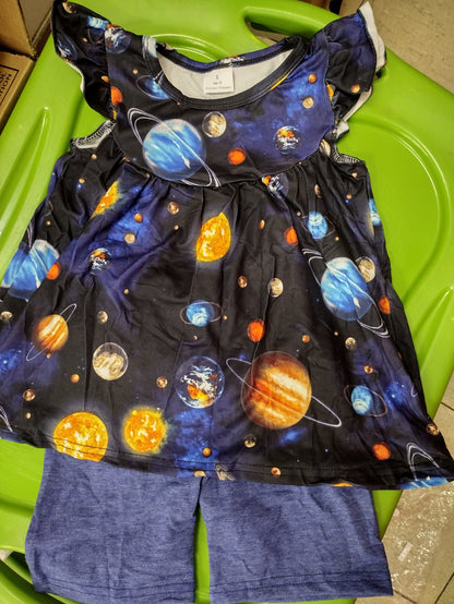 Flutter Sleeve Planets Short Outfit