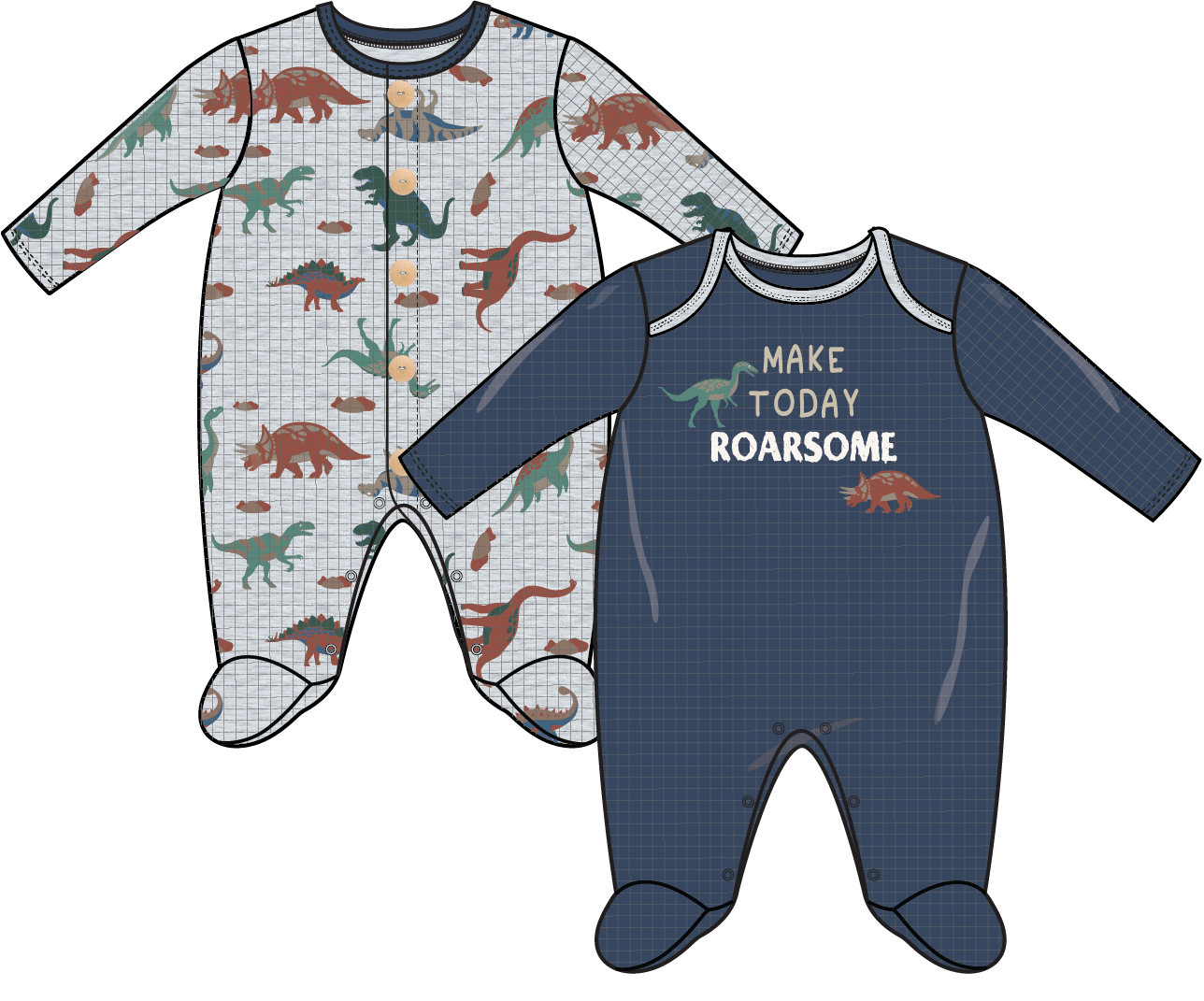 Boys 2 Pack Footie: Make Today Roarsome