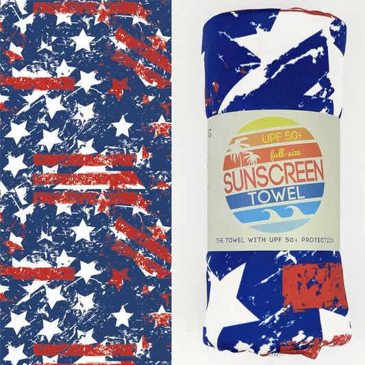 Full Size UPF 50+ Sunscreen Towel (Stars & Stripes)