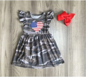 Camo Flutter Sleeve Heart Dress