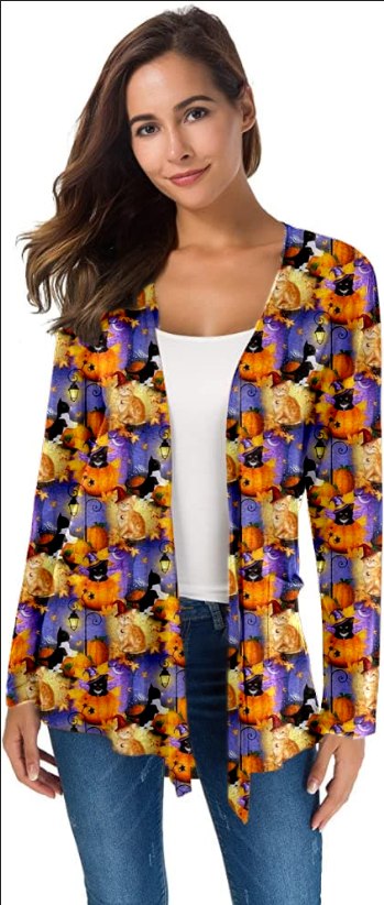 Pumpkin Cat Cardigan Ladies